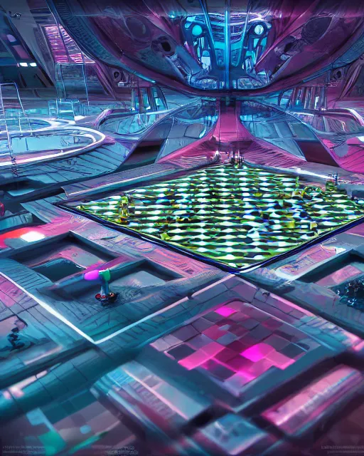 Image similar to chessboard scientist, scifi, abstract environment, detailed, flying drones, futuristic palace, full of color, perfect, cold light, 8 k high detail, masterpiece, trending on artstation