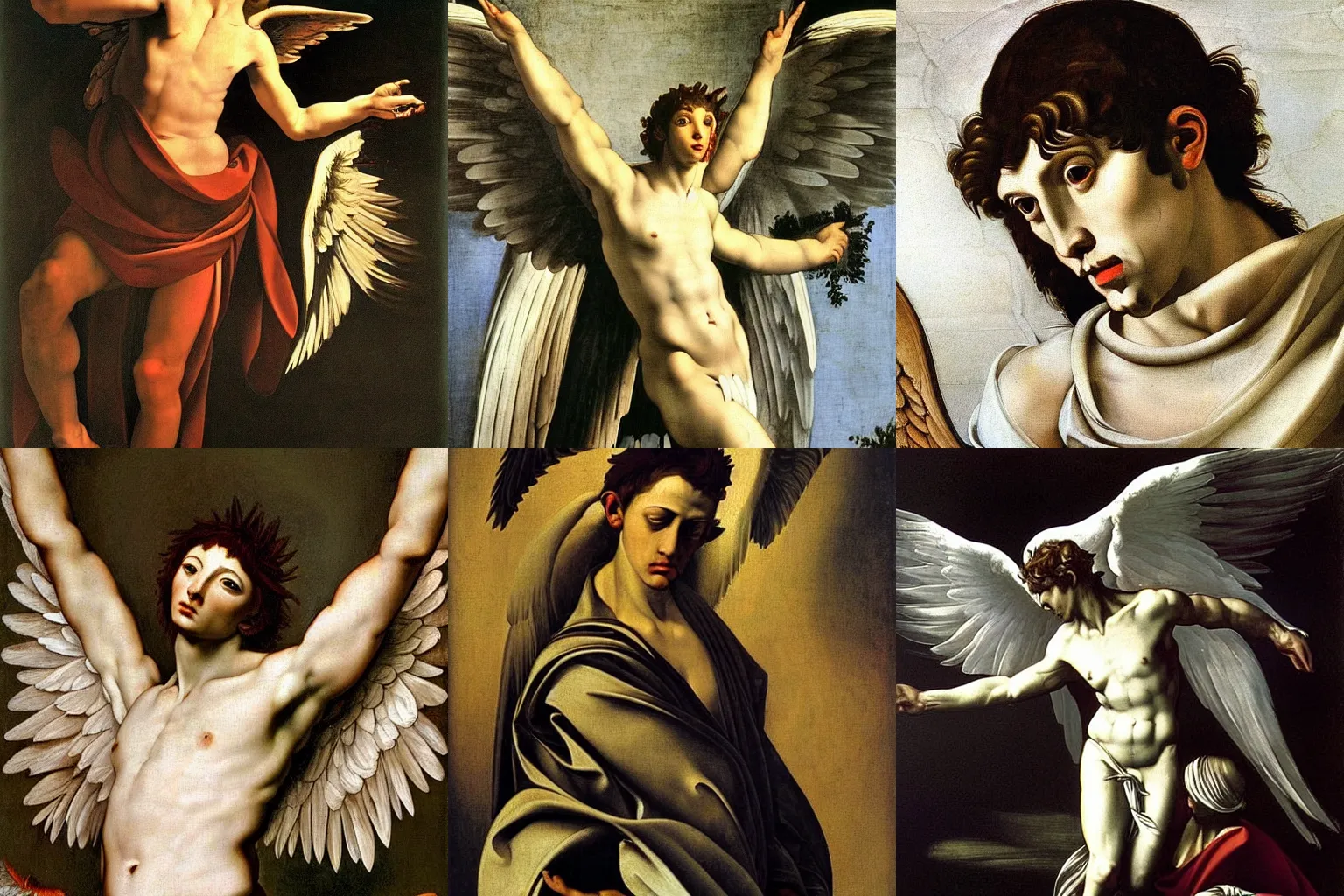 Image similar to A extremely beautiful highly detailed majestic angelic beautiful painting of lucifer by Michelangelo Merisi da Caravaggio,