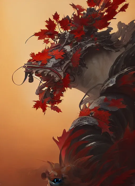 Image similar to koi themed samurai in autumn color kimono, subsurface scattering, by jesper ejsing, justin gerard, tomasz alen kopera, cgsociety and fenghua zhong, highly detailed, rim light, cinematic lighting, illustration, art, octane render, very coherent, cinematic, hyper realism, high detail, octane render, 8 k