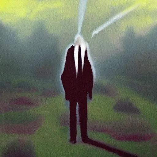 Prompt: a hazy painting of a Jehova’s Witness spreading the word