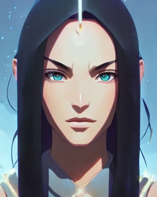 Prompt: azctec mage, megan fox, gemstone forehead, detailed perfect face, exquisite details, fire magic, mid view, design on a white background, by studio muti, greg rutkowski makoto shinkai takashi takeuchi studio ghibli