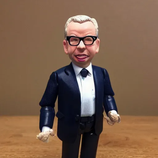 Image similar to michael gove action figure, figurine, product photo, realistic