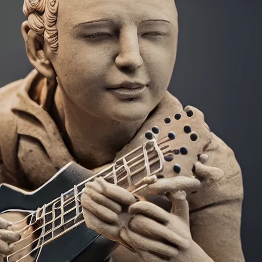 Image similar to a musician made of clay, hyper detailed, 8 k, cinematic light,