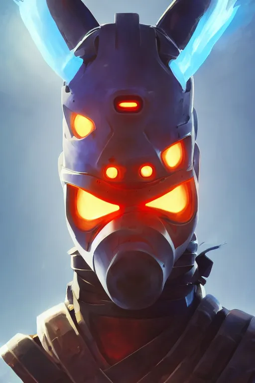 Image similar to epic mask helmet robot ninja portrait stylized as fornite style game design fanart by concept artist gervasio canda, behance hd by jesper ejsing, by rhads, makoto shinkai and lois van baarle, ilya kuvshinov, rossdraws global illumination radiating a glowing aura global illumination ray tracing hdr render in unreal engine 5