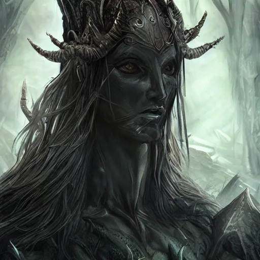 Image similar to dark fantasy concept of elven tree elf god, with dark steel and eldritch wood armor on a mountain, cinematic, dynamic lighting, photorealistic, ultra detailed, trending on art station, stunning visuals, creative, hyper detailed