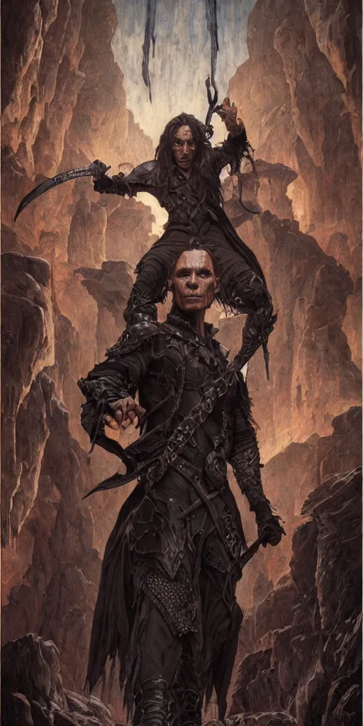 Image similar to zahn mcclarnon, thief, underworld boss, tattoos, crime, dungeons and dragons, fame of thrones masterpiece by edgar maxence and ross tran and michael whelan, gustav dore, 8 k, octane render