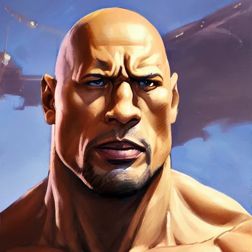 Prompt: greg manchess portrait painting of armored the foundation aka dwayne the rock johnson from fortnite as overwatch character, medium shot, asymmetrical, profile picture, organic painting, sunny day, matte painting, bold shapes, hard edges, street art, trending on artstation, by huang guangjian, gil elvgren, ruan jia, greg rutkowski, gaston bussiere