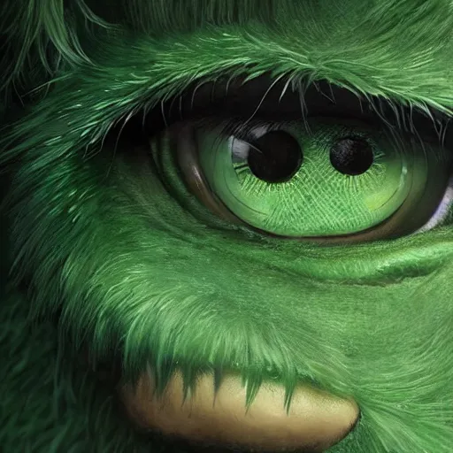 Image similar to a big green hairy monster but with googly eyes, realistic, 8 k, extremely detailed, cgi, trending on artstation, hyper - realistic render, by greg rutkowski