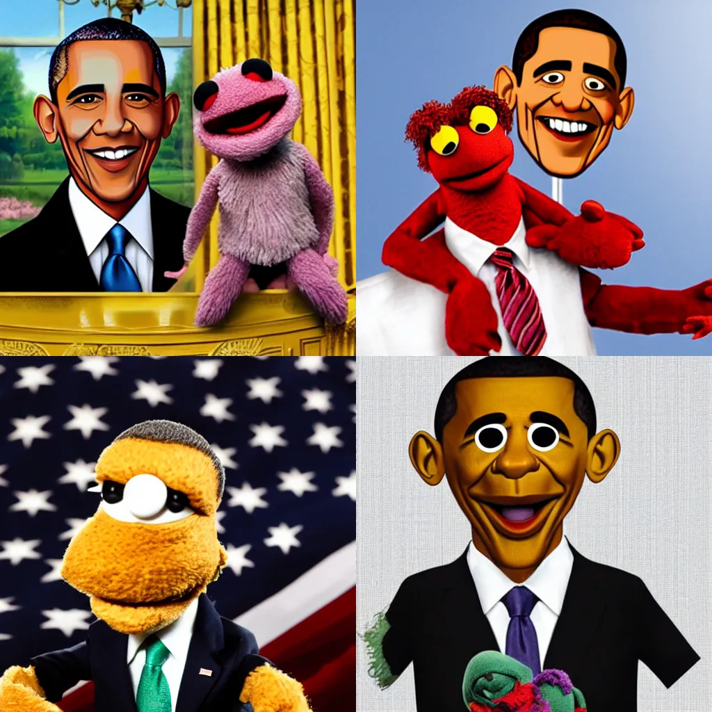 Prompt: obama as a muppet character