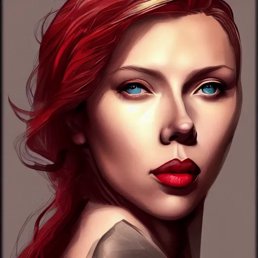 Image similar to scarlet Johansson in the style of a fantasy hero, digital art, artstation