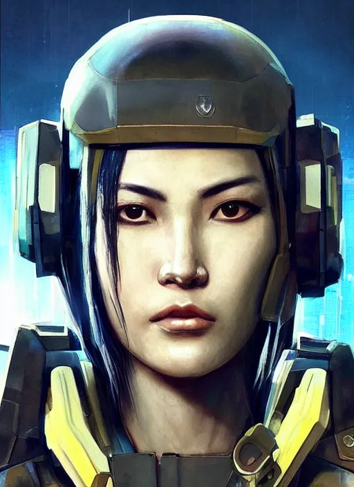 Prompt: Nikki tanaka. beautiful cyberpunk female USN marine wearing a military vest and combat gear. (Cyberpunk 2077, bladerunner 2049, apex legends, hl2, mgs, overwatch, blackops, rb6s). gorgeous face. Iranian orientalist portrait by john william waterhouse and Edwin Longsden Long and Theodore Ralli and Nasreddine Dinet, oil on canvas. Cinematic, hyper realism, realistic proportions, dramatic lighting, high detail 4k