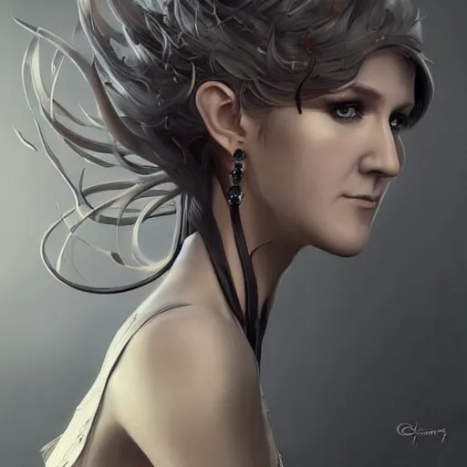 Prompt: charming character celine dion from video game genshin impact, dark aesthetic, intricate, elegant, sharp focus, illustration, highly detailed, digital painting, concept art, matte, art by wlop and artgerm and greg rutkowski and jae lee, masterpiece