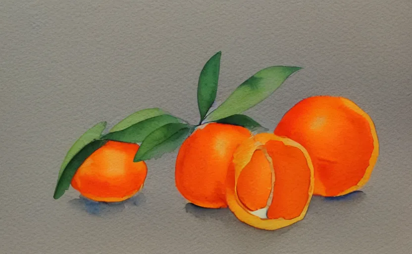 Image similar to minimalist watercolor art of oranges in the style of raissa oltmanns