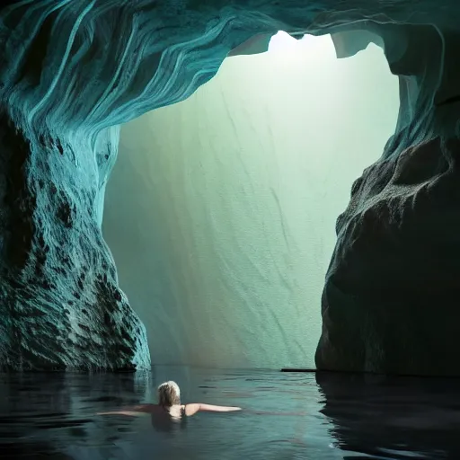 Prompt: travellers,beyond time ,the cathedrals in a underground vast cave canyon grotto, of life the beginning , geological strata,ground mist, falling water,deep clear pools of water,reflection,refraction, hyper-maximalist,micro details, 3d sculpture,,digital rendering,octane render , 4k, artstation, concept art ,amazing lighting, f42,deep depth of field,photographic, wide angle,cinematic lighting