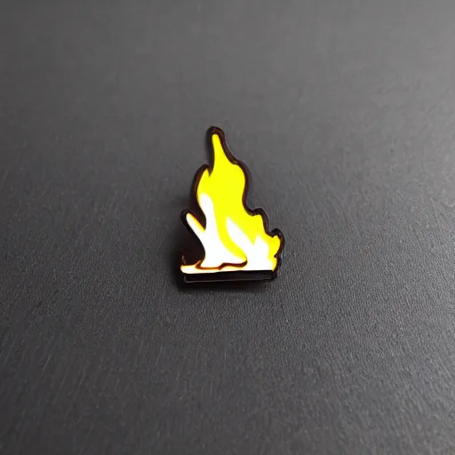 Image similar to a photo of a retro 1 9 6 0 s minimalistic clean fire flames warning label hard enamel pin, studio lighting, behance