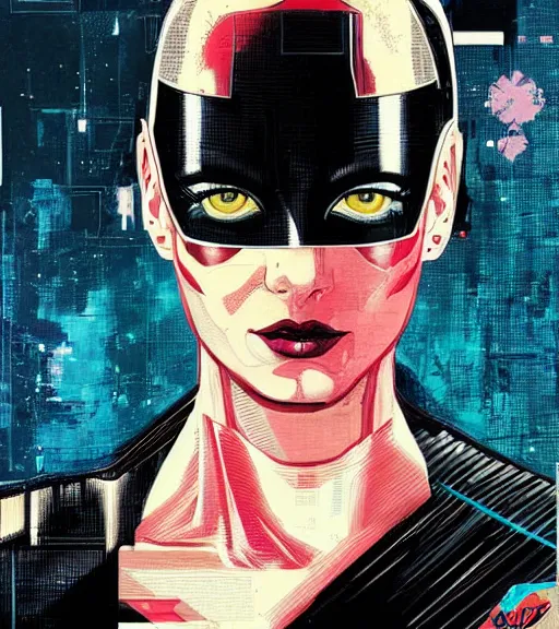 Image similar to portrait of a female android, by DC comics and Sandra Chevrier