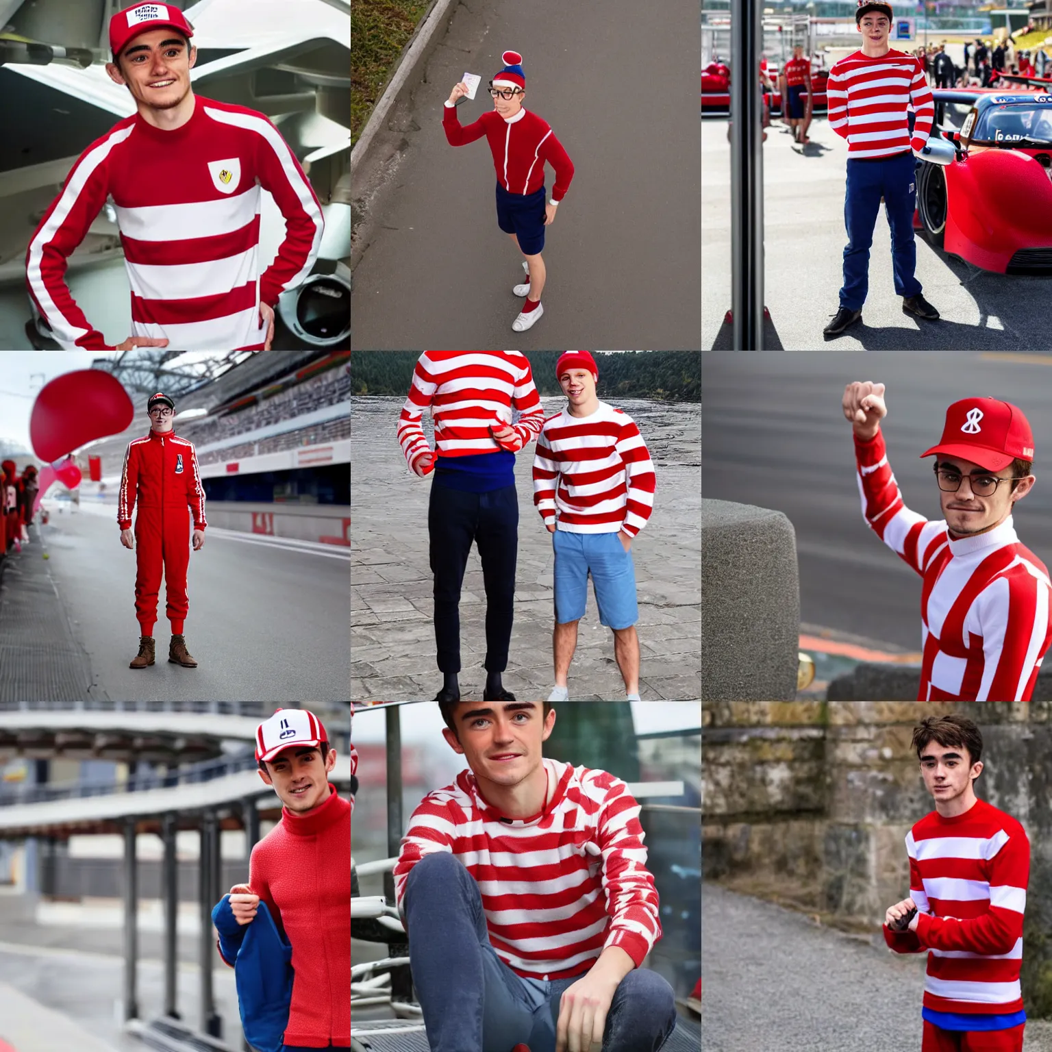 Prompt: charles leclerc as wally in the book wheres wally