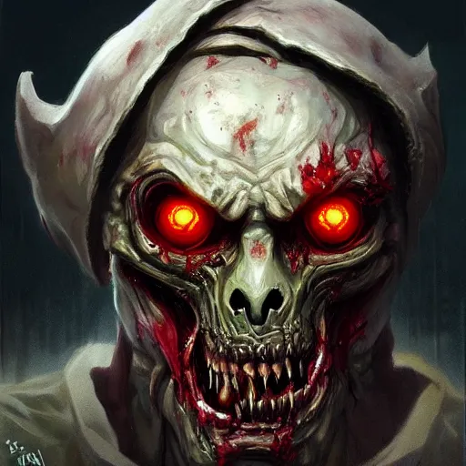 Image similar to zombie from doom eternal, front view, painted by stanley lau, painted by greg rutkowski, painted by stanley, artgerm, masterpiece, digital art, trending on arts