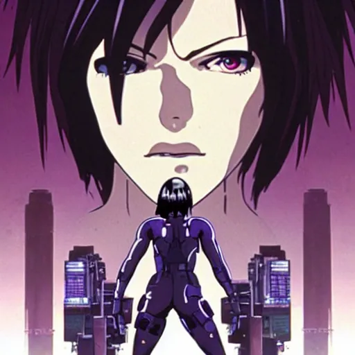 Image similar to Ghost in the Shell, GitS, perfect face Kusanagi Motoko, style by Masamune Shirow