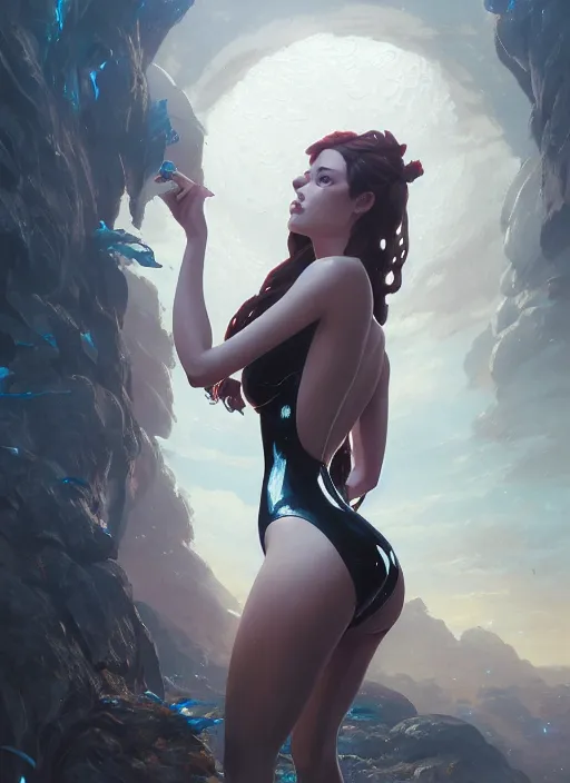 Prompt: highly detailed portrait of a beautiful sensual female wearing a latex suit, stephen bliss, 8 k, unreal engine, fantasy art by greg rutkowski, loish, rhads, ferdinand knab, makoto shinkai and lois van baarle, ilya kuvshinov, rossdraws, tom bagshaw, global illumination, radiant light, detailed and intricate environment