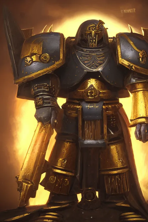 Prompt: armor portrait heros warhammer 4 0 k horus heresy fanart - the primarchs emperor by johannes helgeson animated with vfx concept artist & illustrator global illumination ray tracing hdr fanart arstation zbrush central hardmesh 8 k octane renderer comics stylized