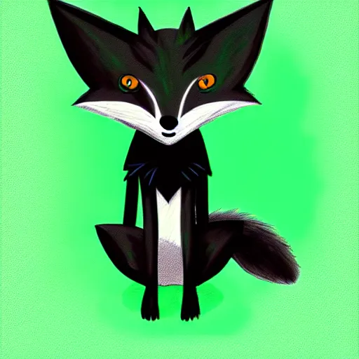 Prompt: anthropomorphized fox in anime style, green and black colors, digital painting, hd, concept art