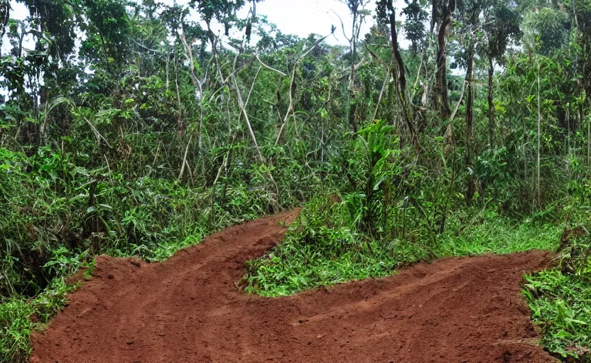 Prompt: a motocross track, in the jungle