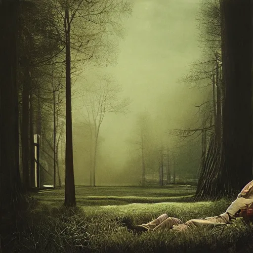 Prompt: detailed portrait of a man, spring light, painting by gregory crewdson,