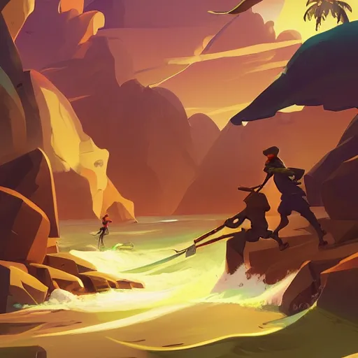 Image similar to painting treasure on sea of thieves game smooth median photoshop filter cutout vector, behance hd by jesper ejsing, by rhads, makoto shinkai and lois van baarle, ilya kuvshinov, rossdraws global illumination