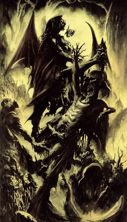 Image similar to carmilla vampire, gothic horror, by frank frazetta, candlelit catacombs