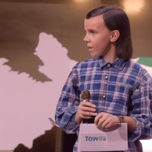 Image similar to Millie Bobby Brown teaching the geography of Iberian peninsula