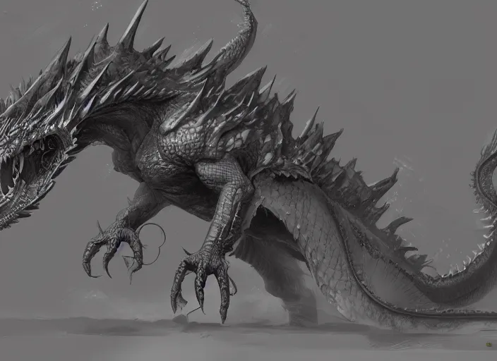 Image similar to detailed concept art of a huge dragon by hyeonsick choi, artstation, artstationhd