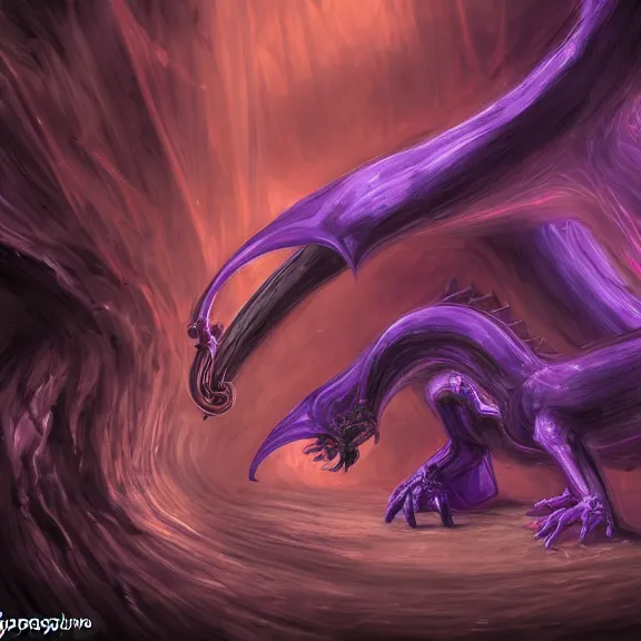 Image similar to inside a cavernous stomach, the walls purple and pulsing, acid pooling inside, acid melting and digesting a small dragon, food pov, micro pov, prey pov, vore, digital art, pov furry art, anthro art, furry, warframe art, high quality, 8k 3D realistic, macro art, micro art, Furaffinity, Deviantart, Eka's Portal, G6