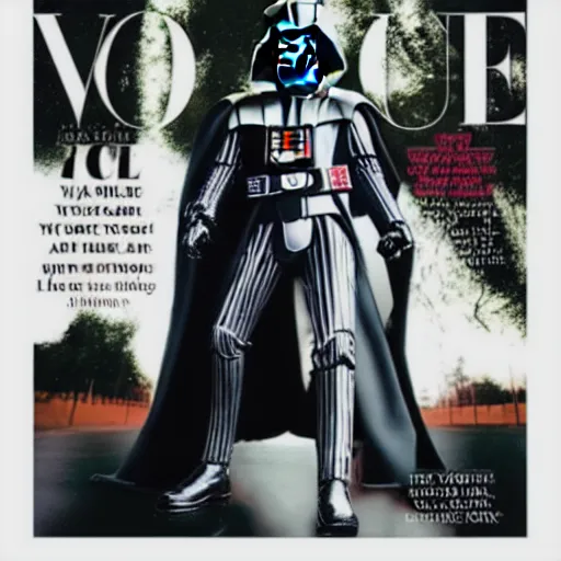 Image similar to darth vader on the covr of Vogue magazine