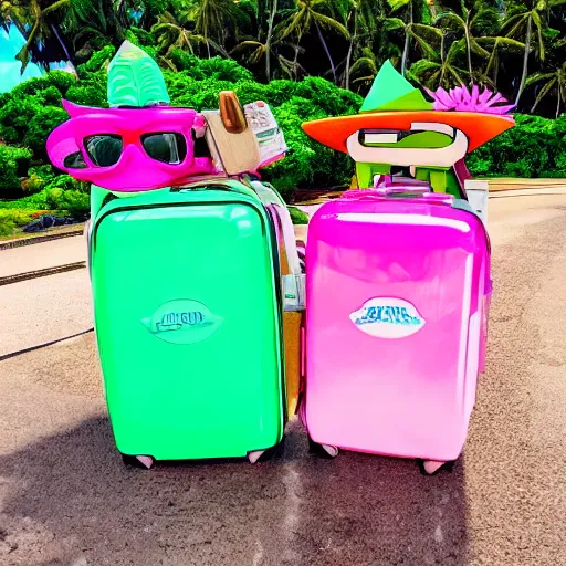 Prompt: cosmo and wanda on vacation in hawaii