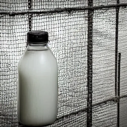 Prompt: bottle of milk inside a jail