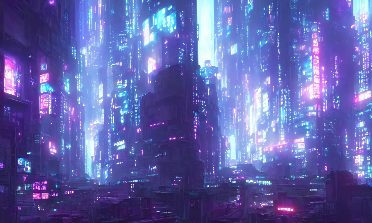 Image similar to city in the atmospheric cyberpunk anime film, gouache matte background painting, neon noir, at night with lights, by makoto shinkai, in the anime series ergo proxy, beautiful specular edge highlights and rim lighting