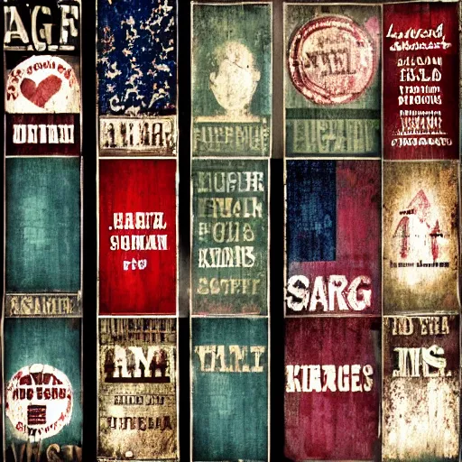 Prompt: grunge ragged banners set