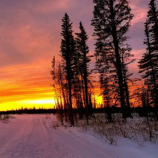 Image similar to beautiful sunset in the middle of northern Alberta