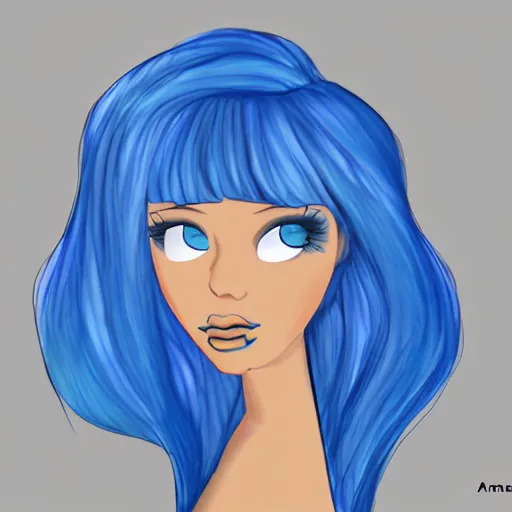 Image similar to blue hair girl by anna cattish, character design animation