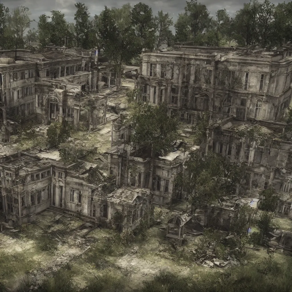 Image similar to an abandoned asylum, realistic, detailed, unreal engine,