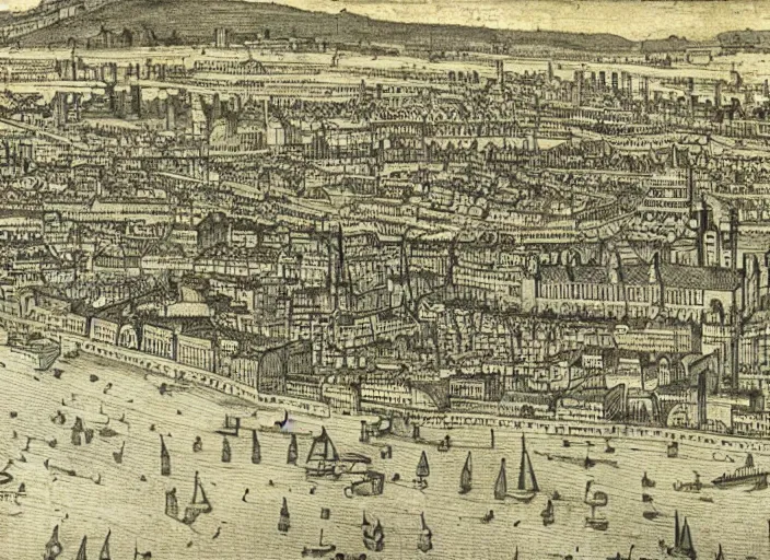 Image similar to detail from Hollar’s Panoramic view of London, 1347