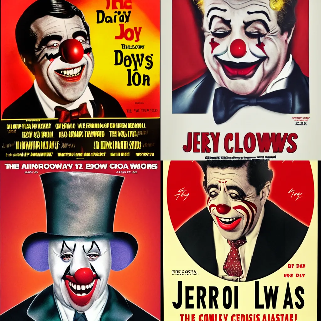 the day the clown cried, jerry lewis movie poster Stable Diffusion