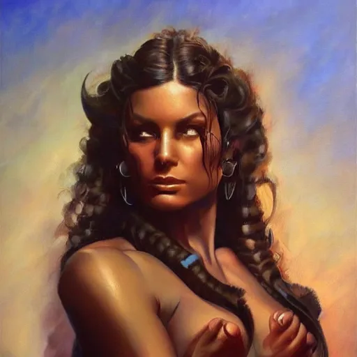 Image similar to detailed portrait of kenvin conroy intricate, hyper detailed, realistic, oil painting, by julie bell, frank frazetta, cinematic lighting