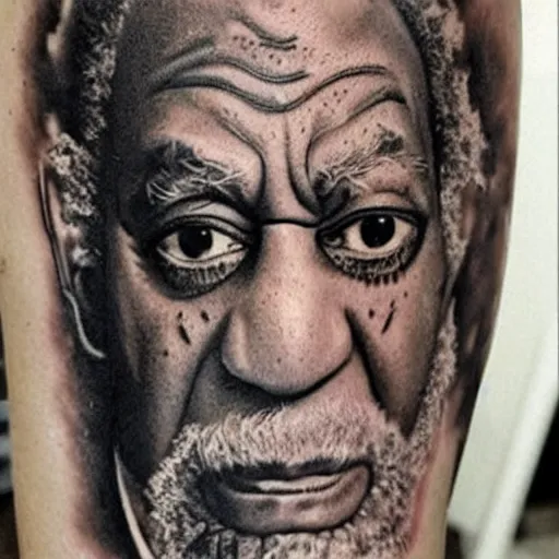 Image similar to bill cosby tattoo, realistic