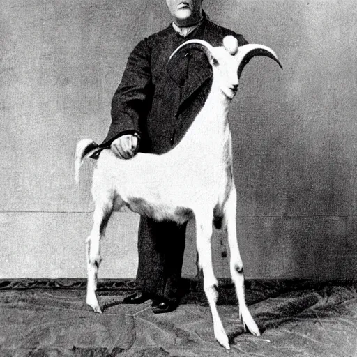 Image similar to aleister crowley as a goat