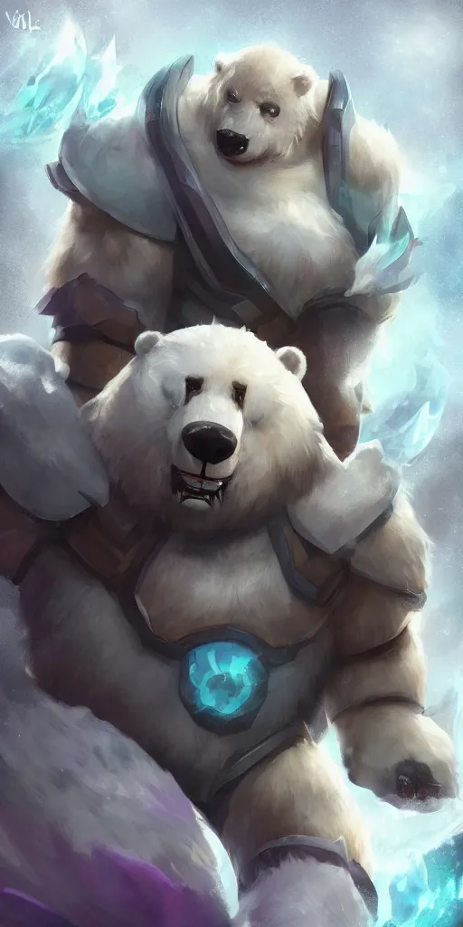 Image similar to volibear the white bear with storm on frejlord from league of legends trending on artstation bloom