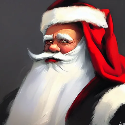 Image similar to greg manchess portrait painting of partially armored santa claus as overwatch character, medium shot, asymmetrical, profile picture, organic painting, sunny day, matte painting, bold shapes, hard edges, street art, trending on artstation, by huang guangjian and gil elvgren and sachin teng