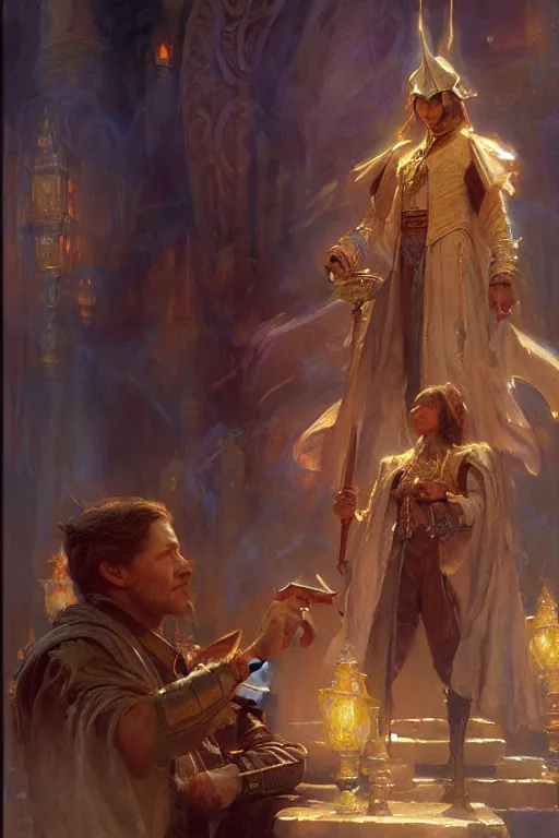 Prompt: master wizard, highly detailed painting by gaston bussiere, craig mullins, j. c. leyendecker 8 k