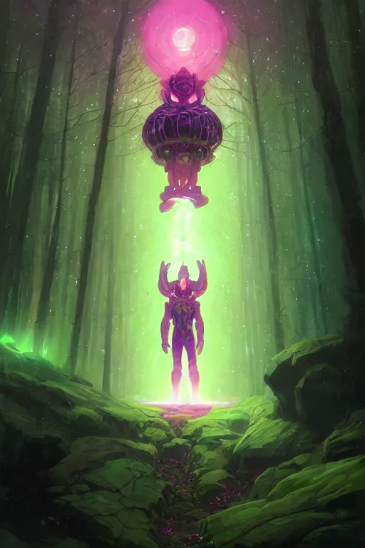 Image similar to Portrait of Galactus in neon forest, digital art from artstation by Andreas Rocha and Greg Rutkowski and Peter Mohrbacher